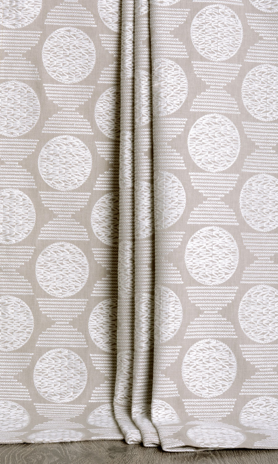Geometric Patterned Window Treatments Fabric By the Metre (Oatmeal Beige)