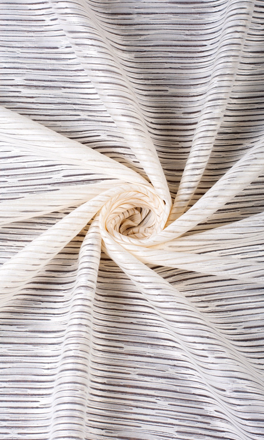 Striped Sheer Home Textile Fabric Material By the Metre (Ivory/ Beige)