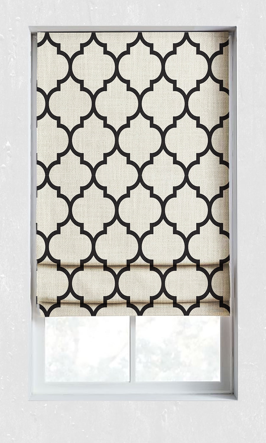Geometrical Printed Window Treatments Fabric Sample (Black/ Ivory)