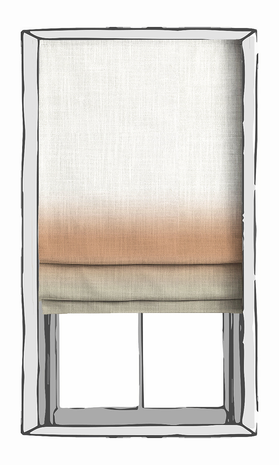 3-Tone Ombre Window Treatments Fabric By the Metre (Rust Orange/ Beige)