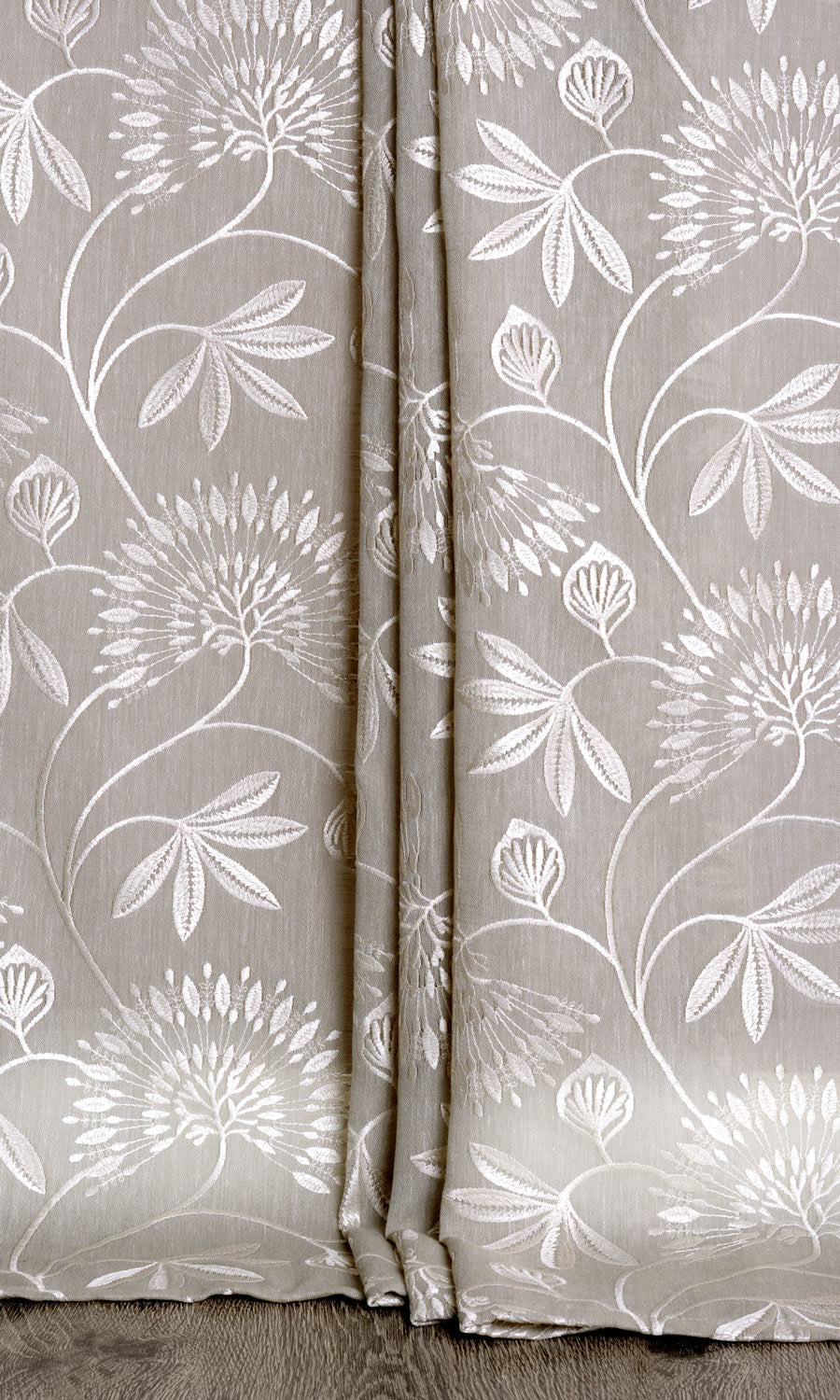 Semi Sheer Window Treatments Fabric By the Metre (Warm Gray/ White)