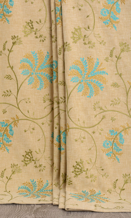 Floral Embroidery Drapes (Beige/ Brown/ Green/ Blue)