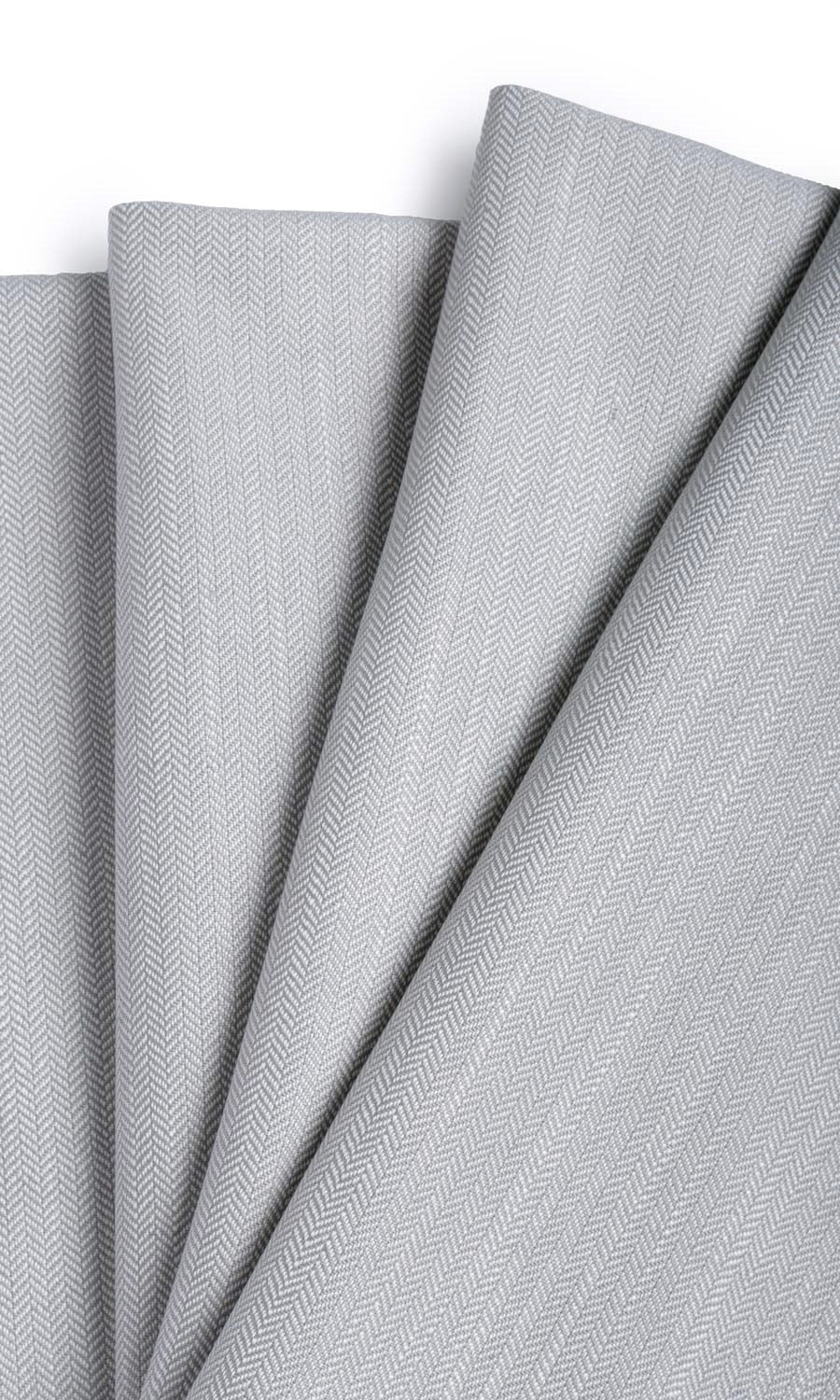 Herringbone Textured Window Treatments Fabric By the Metre (Silver Grey)