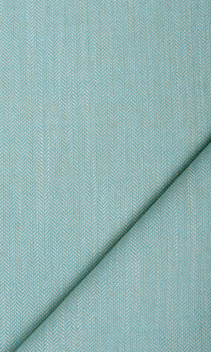 Herringbone Textured Fabric Material By the Metre (Turquoise Blue)