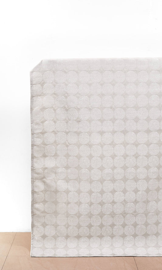 Geometric Embroidered Home Décor Fabric By the Metre (White/ Gray)