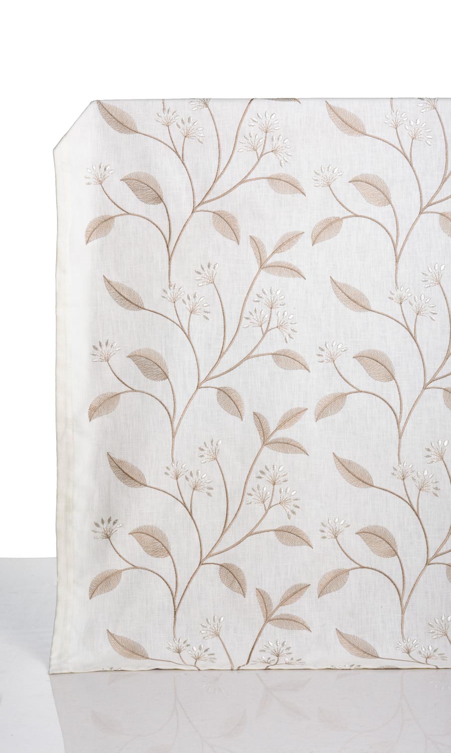 Floral Embroidery Window Treatments Fabric By the Metre (White/ Cream)