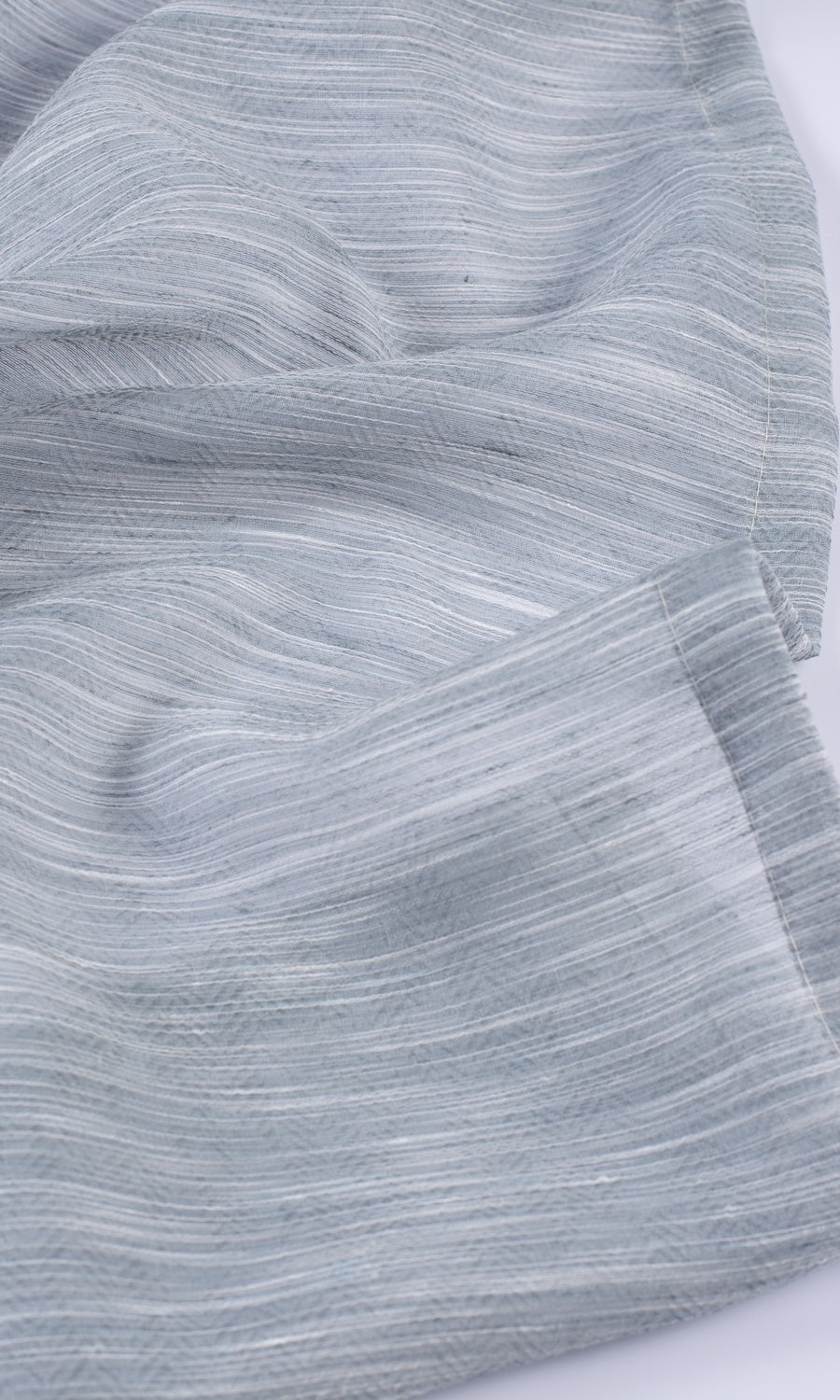Textured Sheer Fabric By the Metre for Curtains & Drapes (Grey/ Blue)