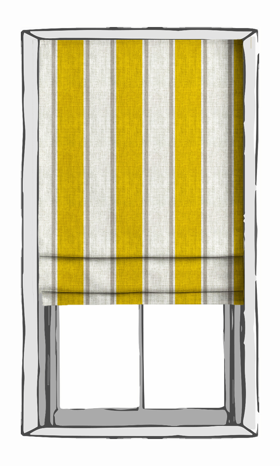 Striped Print Window Treatments Fabric Sample (Linen White/ Yellow)