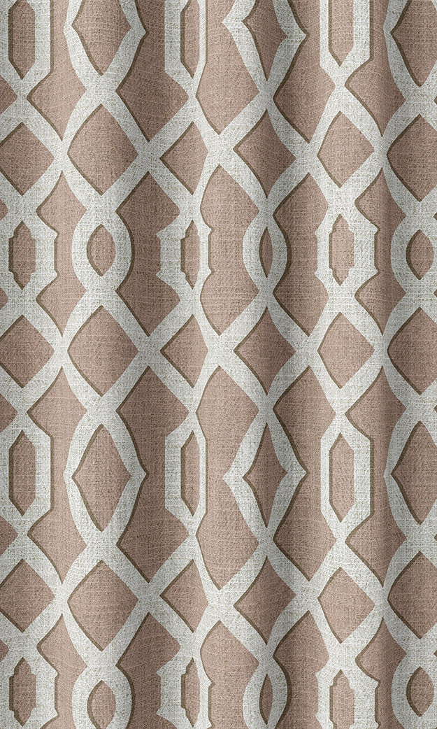Trellis Patterned Home Textile Fabric Material Sample (Soft Pink/ White)