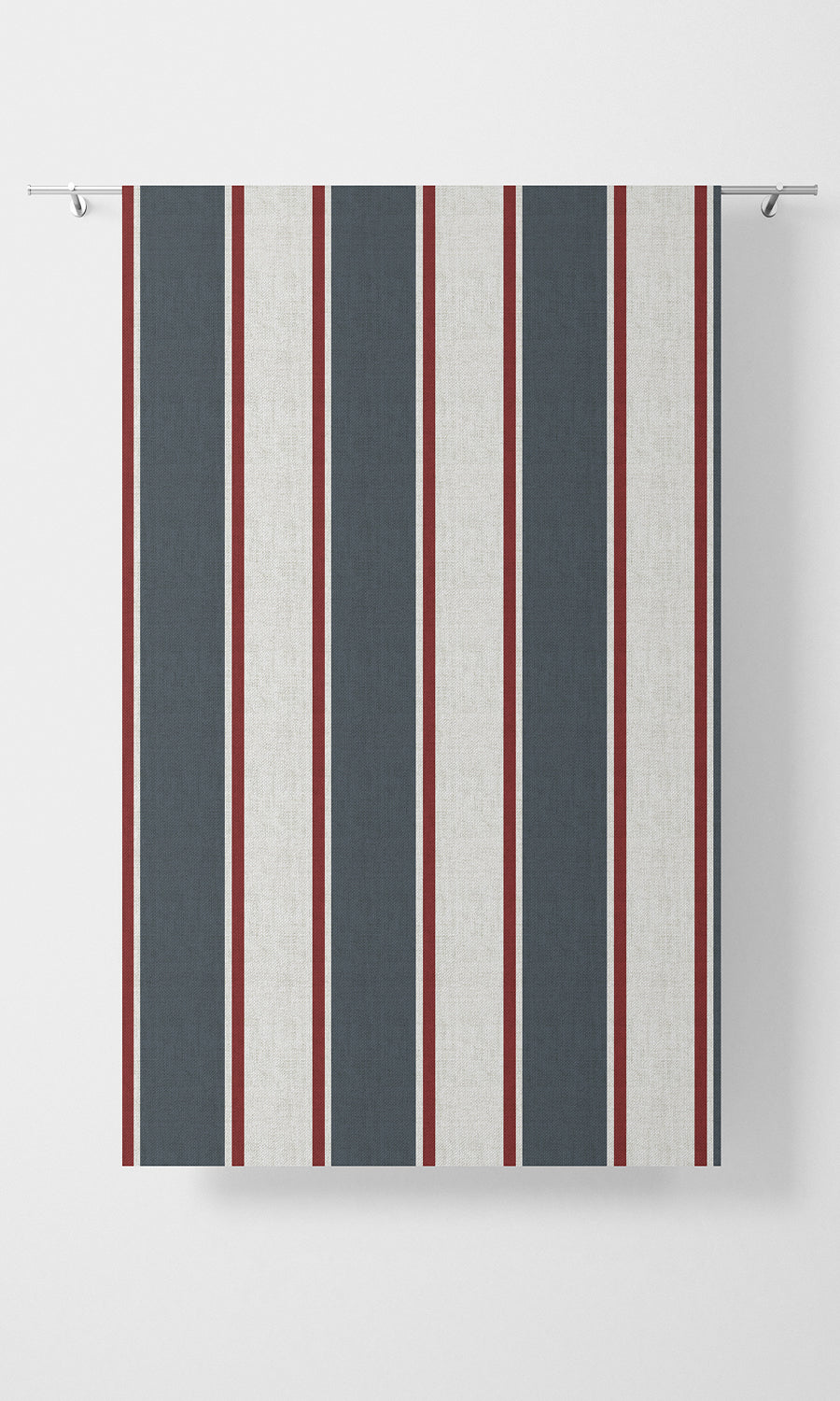 Striped Fabric Material By the Metre (Slate Grey/ Red)