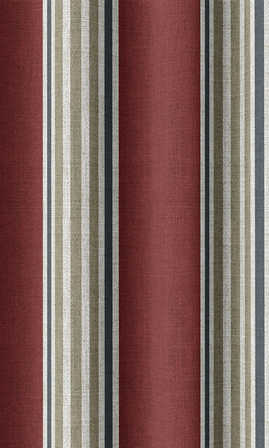 Striped Curtains (Deep Red/ Beige)
