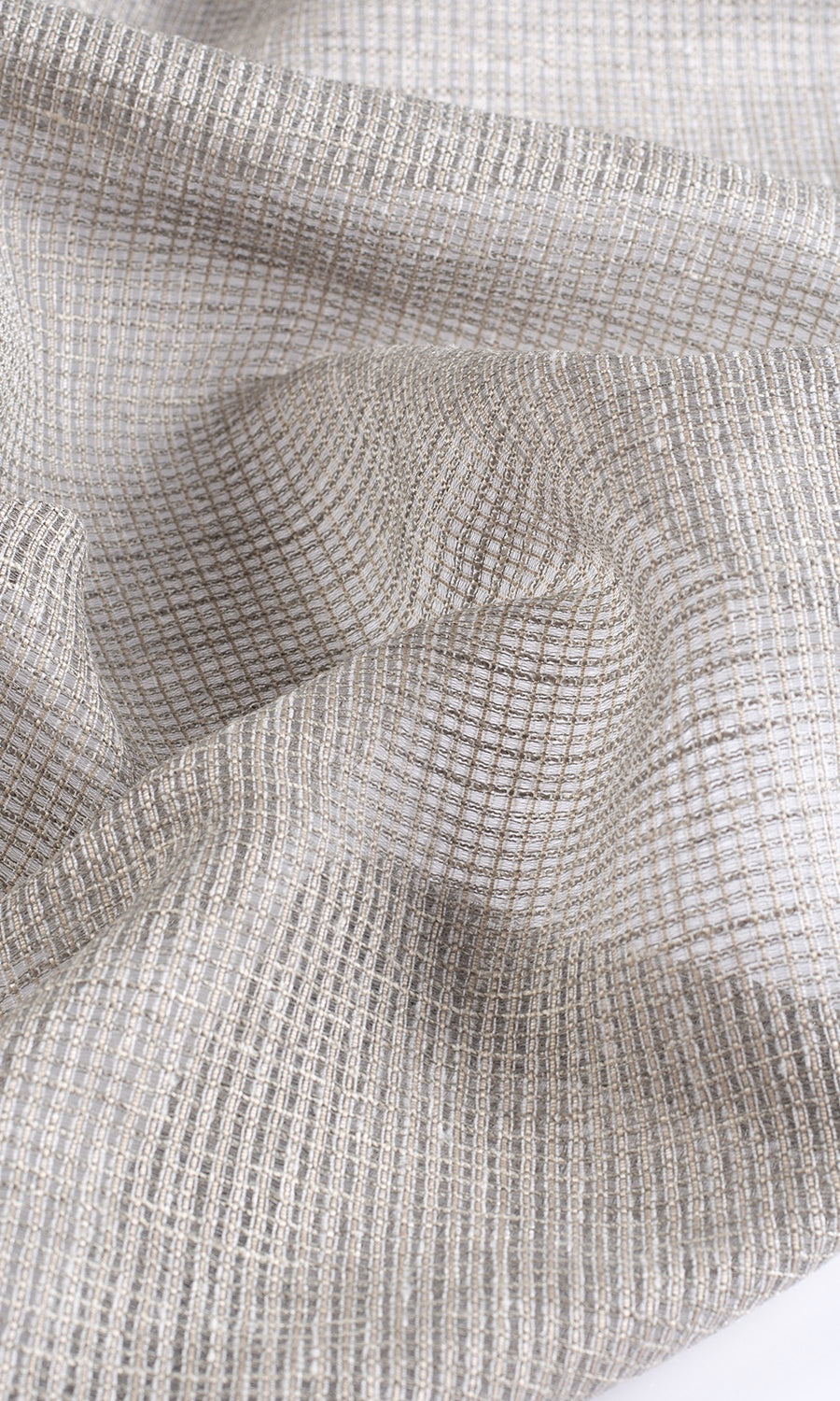 Checkered Sheer Fabric By the Metre for Curtains & Drapes (Grey)