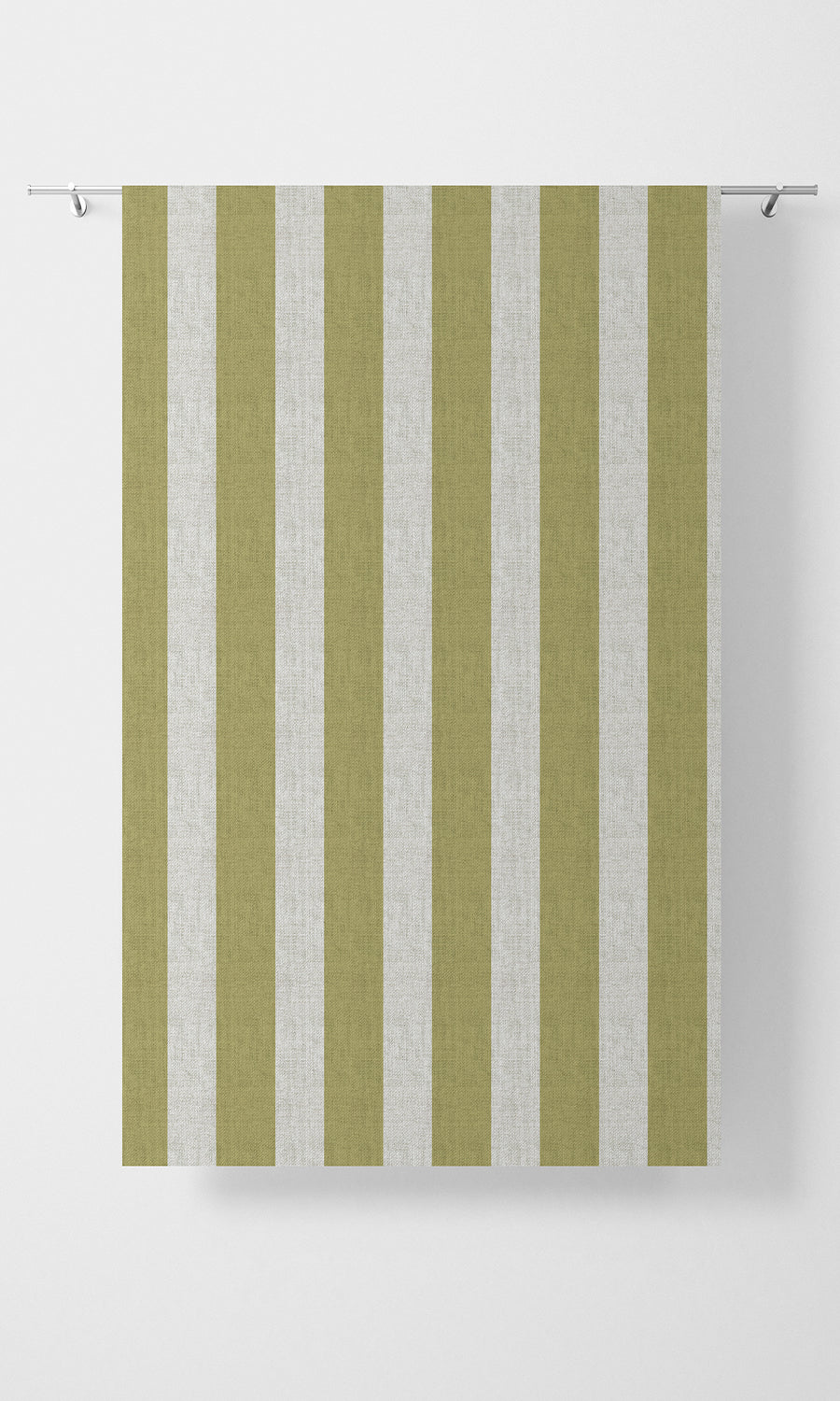 Striped Home Textile Fabric Material Sample (Chartreuse Green/ White)