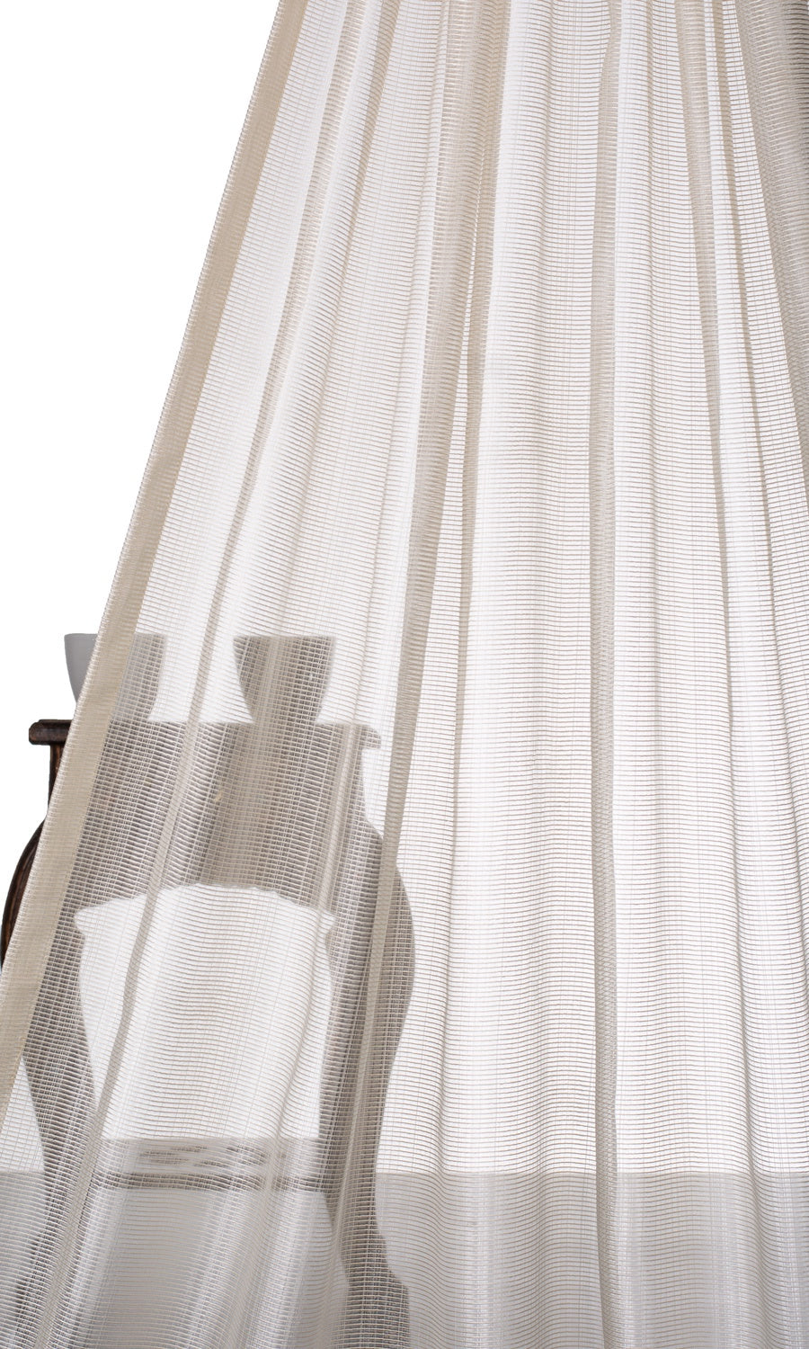 Textured Sheer Home Textile Fabric Material By the Metre (Ivory/ Pale Beige)
