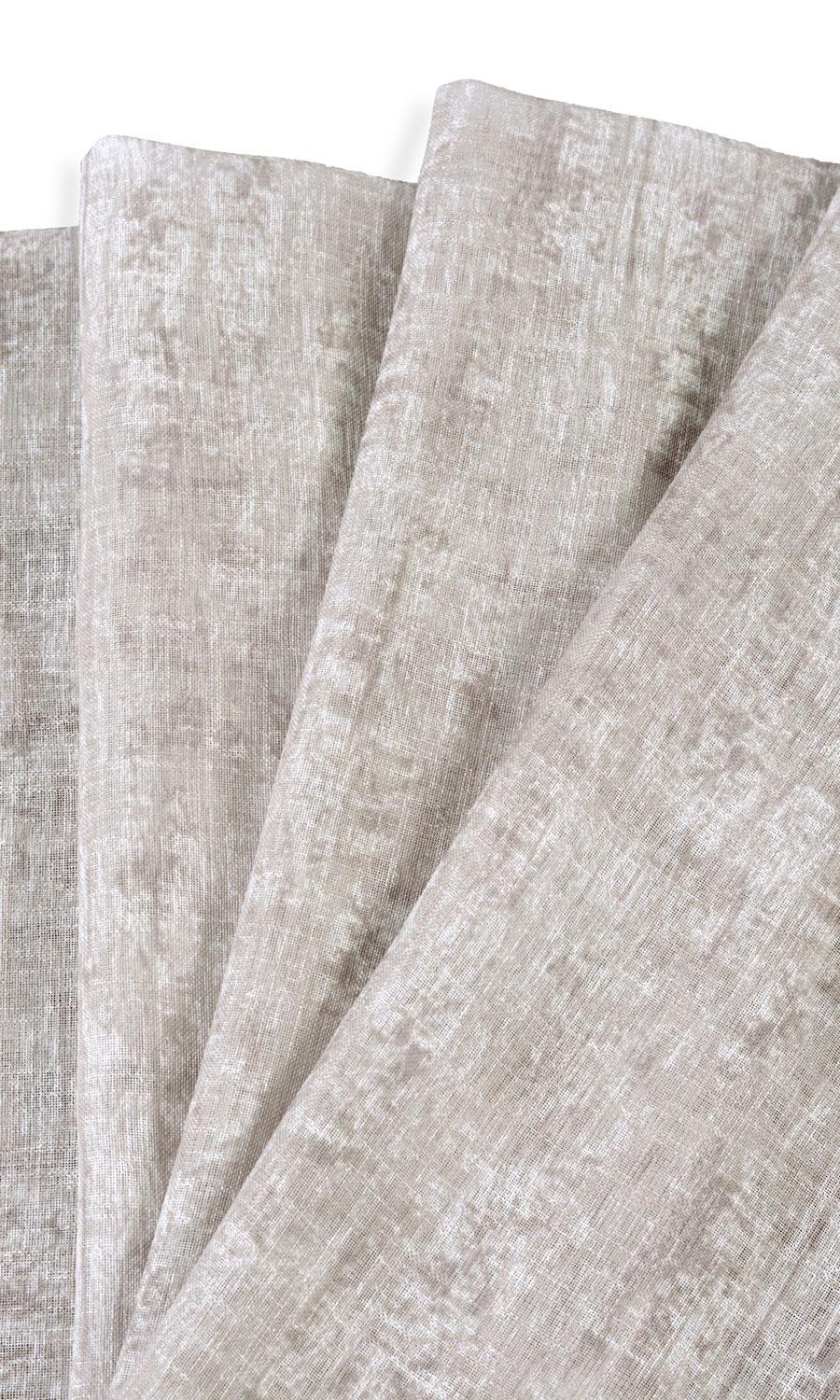 Textured Sheer Home Textile Fabric Material By the Metre (Ivory/ Greige)