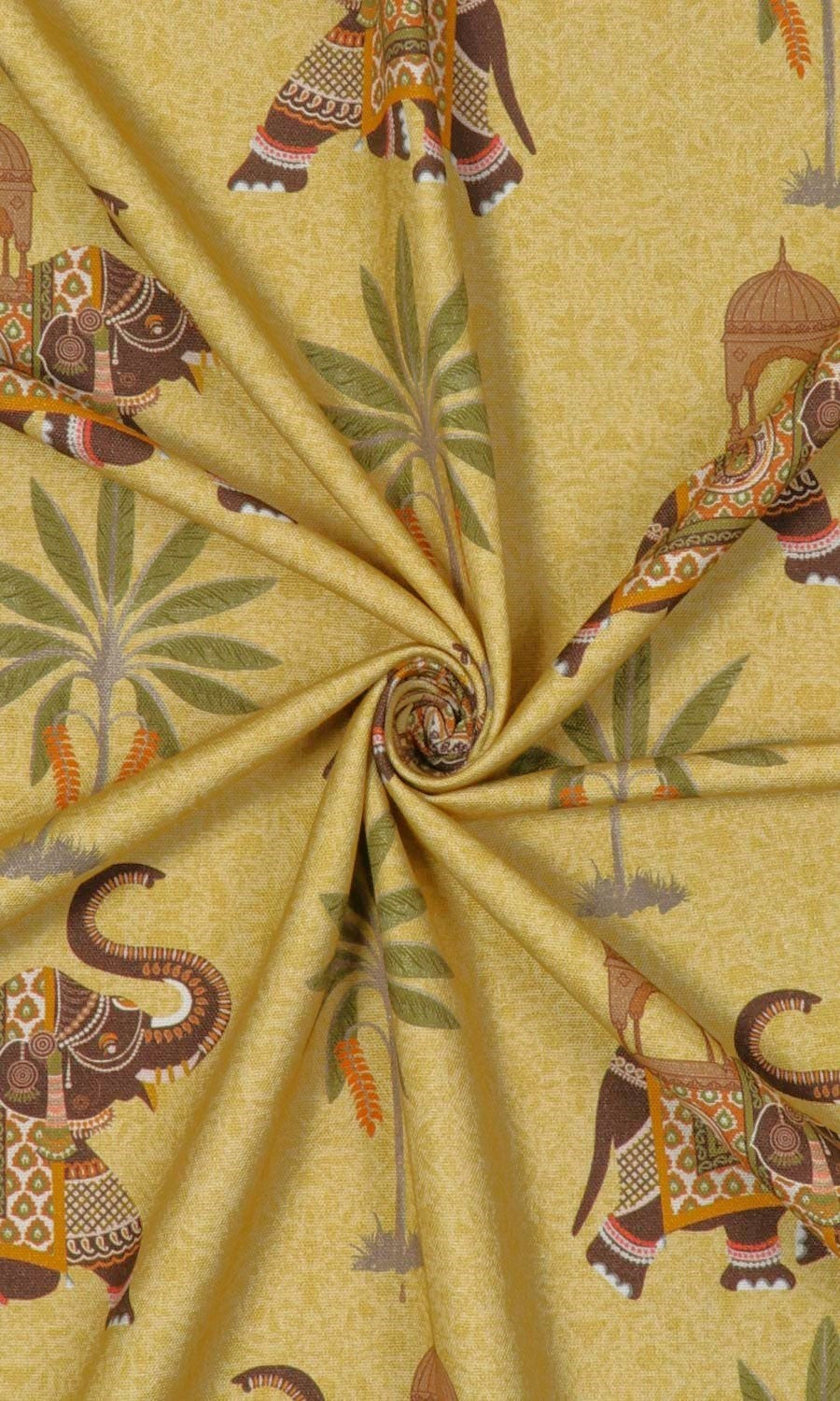 Cotton Printed Fabric Material By the Metre (Mustard Yellow)