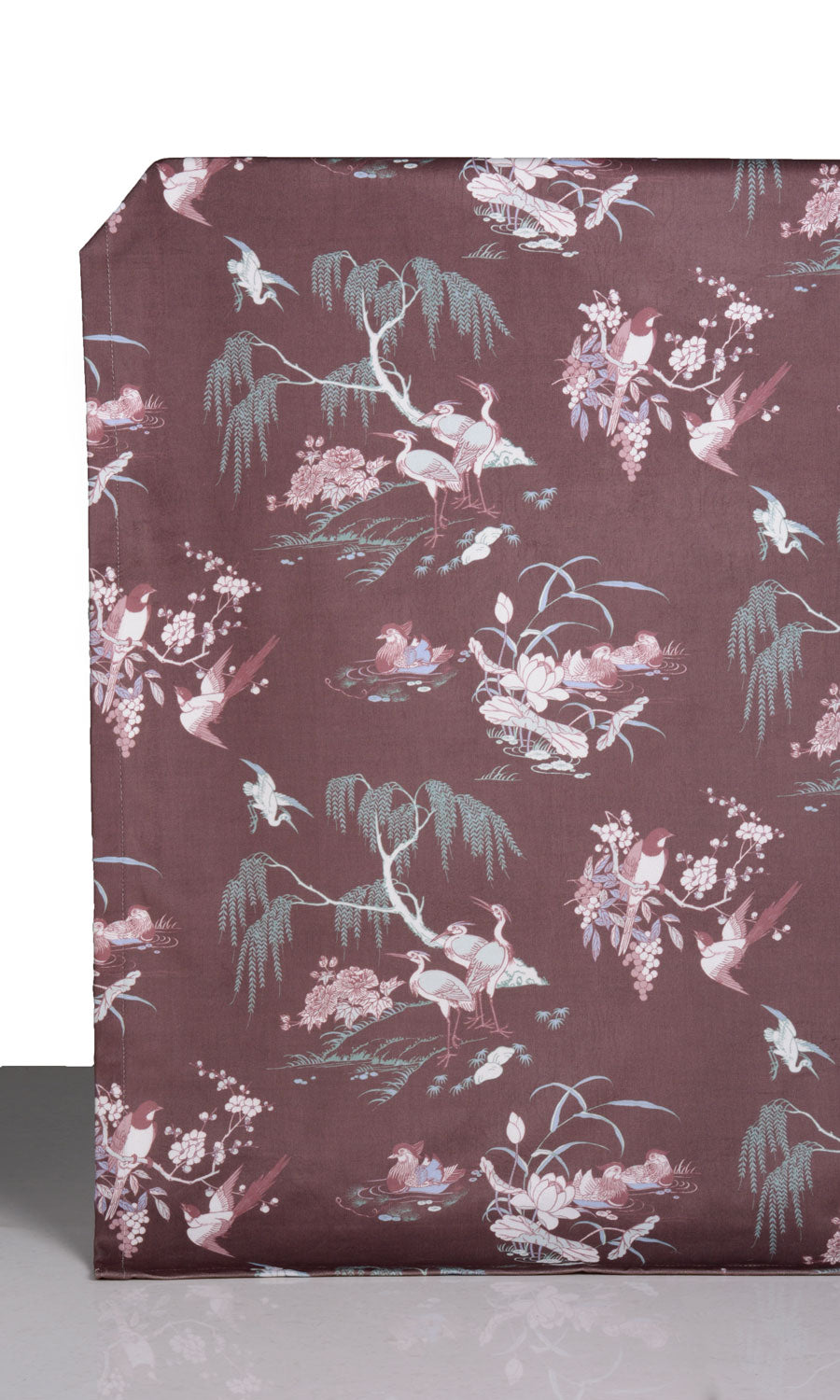 Chinoiserie Toile Velvet Window Treatments Fabric Sample (Burgundy Red)