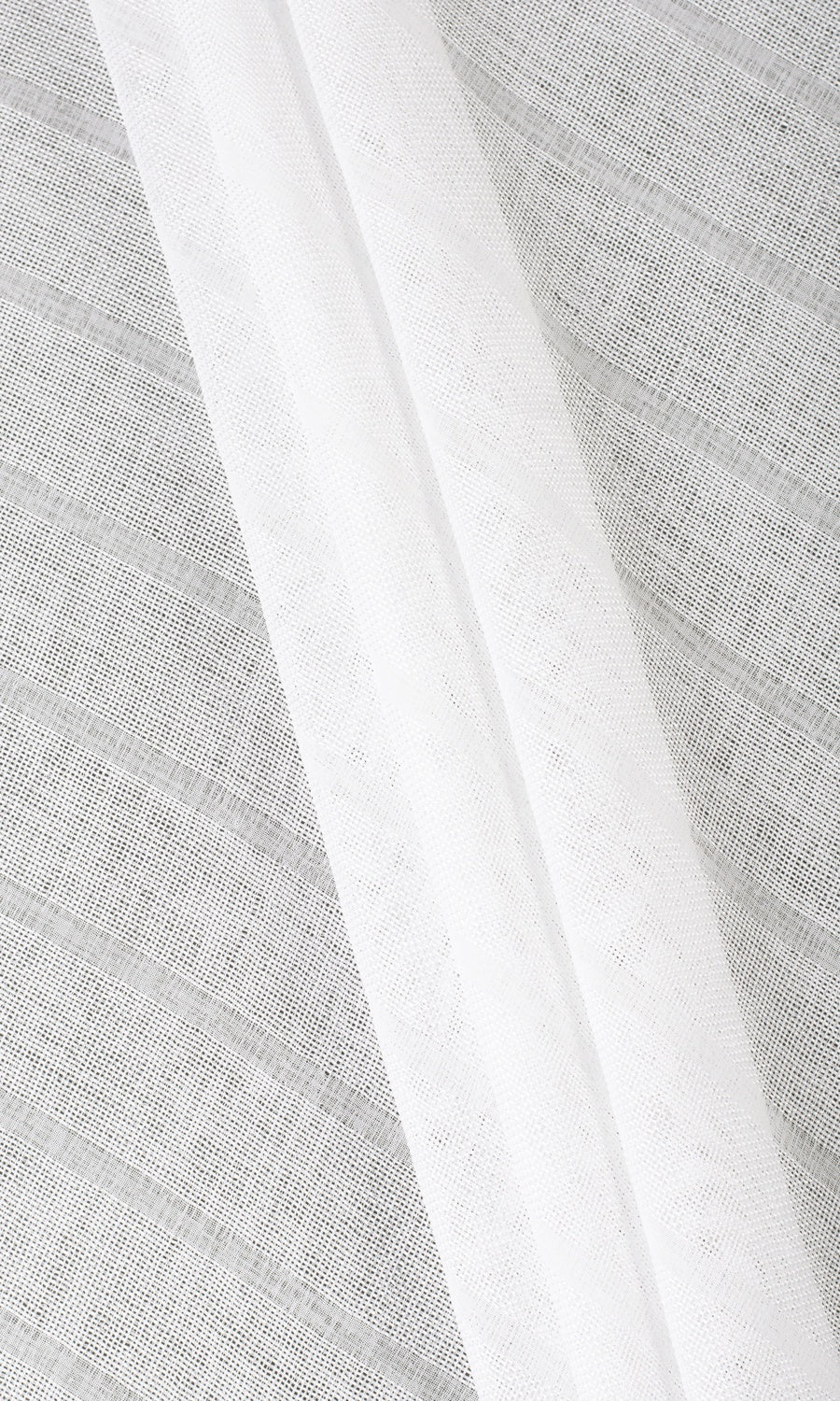 Textured Striped Sheer Fabric Material By the Metre (White)