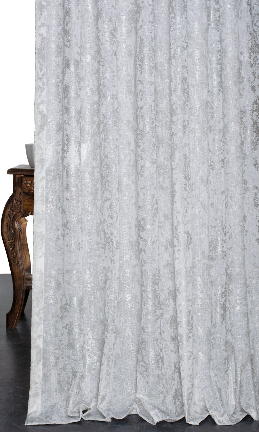 Metallic Accents Semi-Sheer Home Décor Fabric Sample (White)