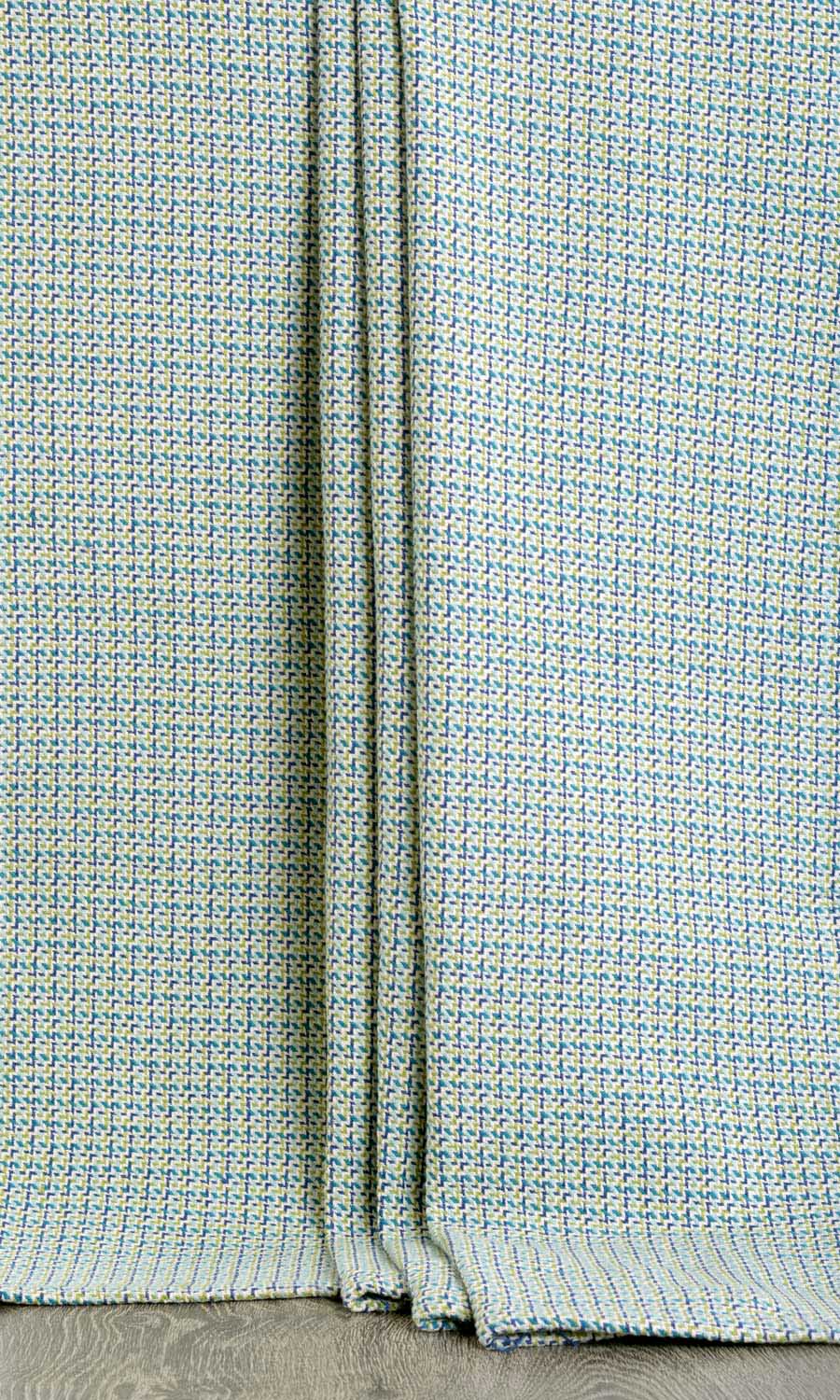 Houndstooth Patterned  Home Textile Fabric Material By the Metre (Blue/ Green)