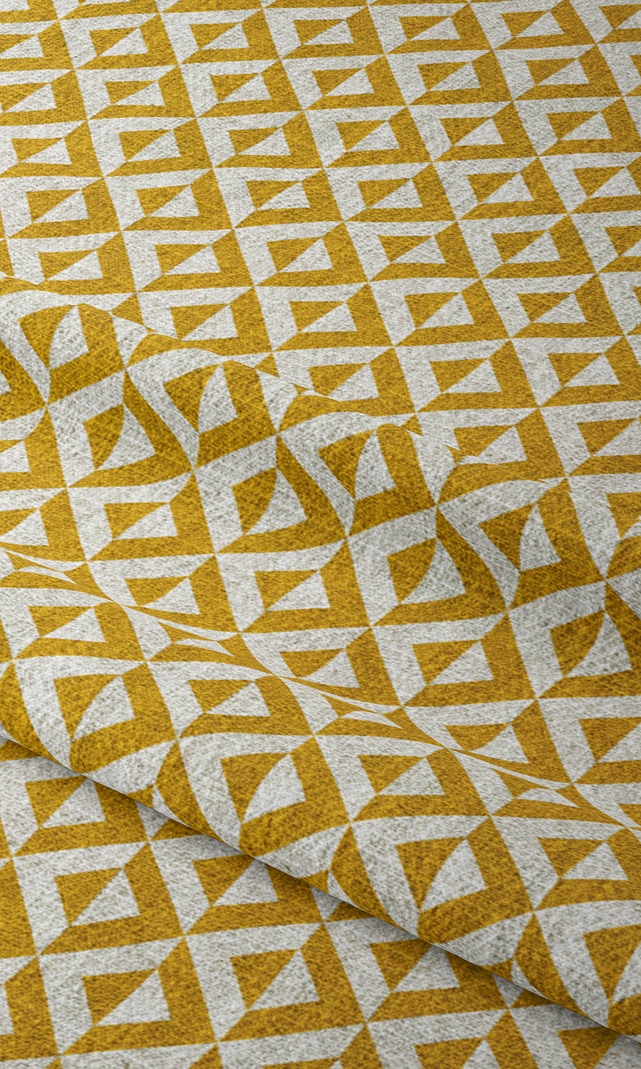 Geometric Print Window Treatments Fabric By the Metre (Deep Yellow/ White)