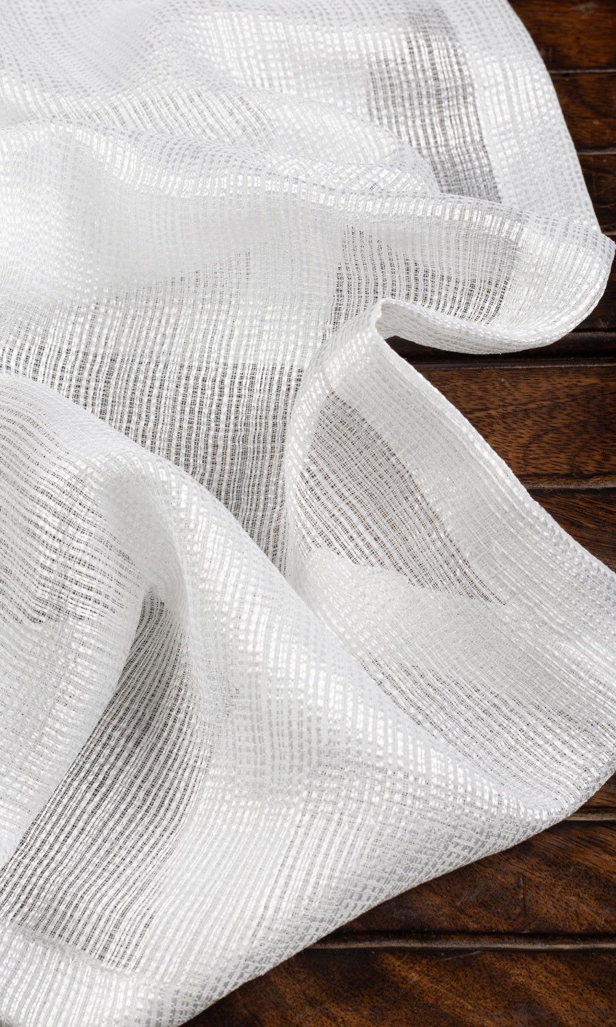 Textured Striped Sheer Fabric Sample for Curtains & Drapes (White)