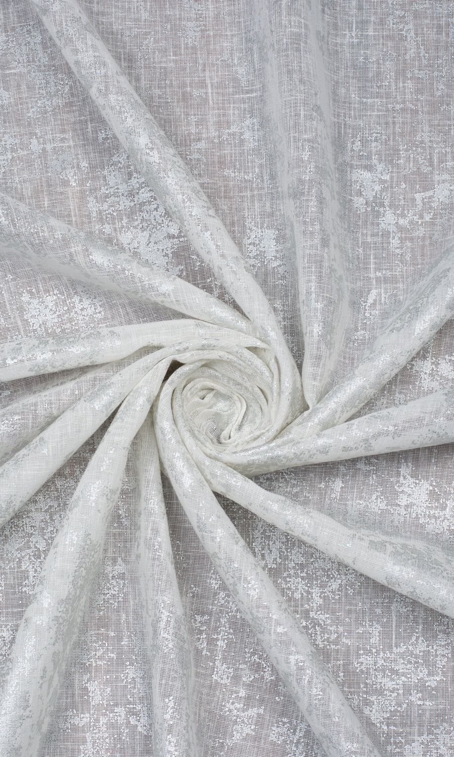 Textured Semi-Sheer Fabric Sample for Curtains & Drapes (White/ Silver)