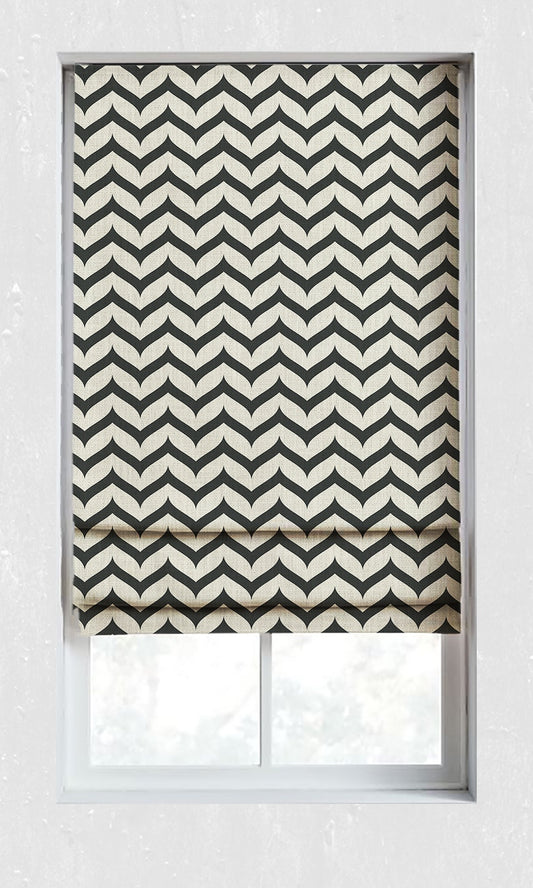 Geo Print Curtains (Black/ Ivory)