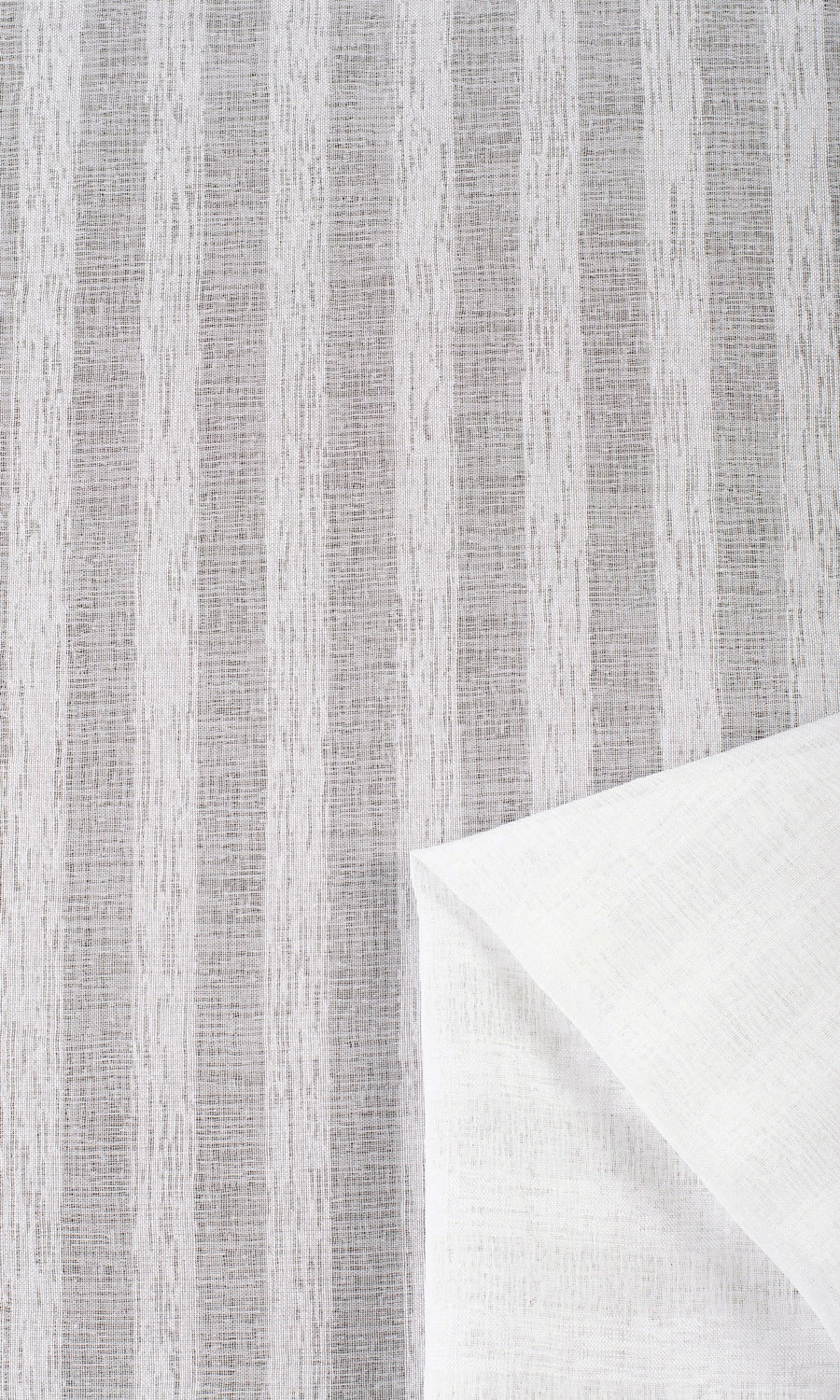 Textured Striped Sheer Home Textile Fabric Material Sample (White)