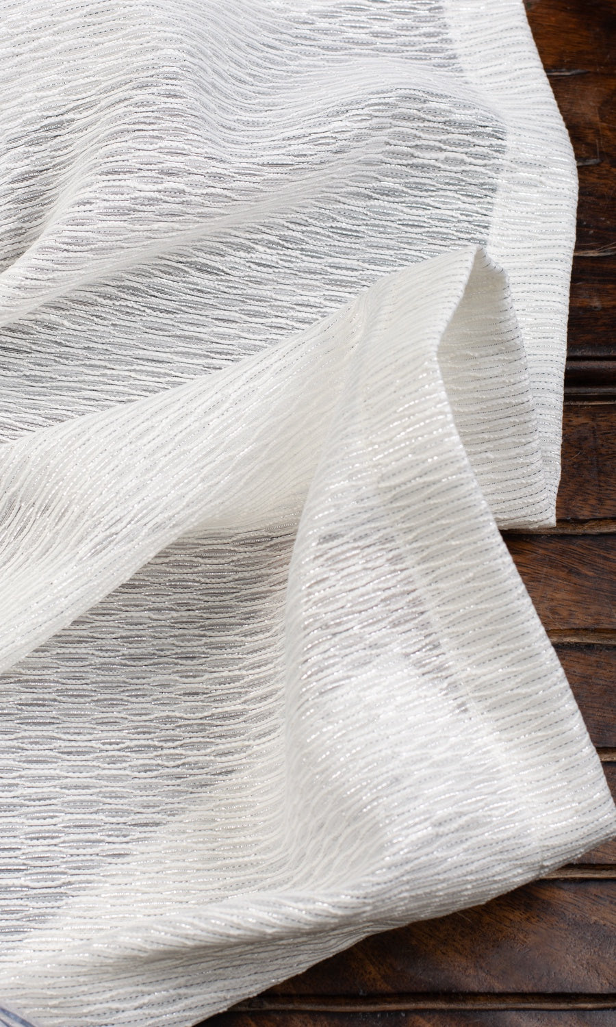 Textured Sheer Fabric By the Metre for Curtains & Drapes (White)