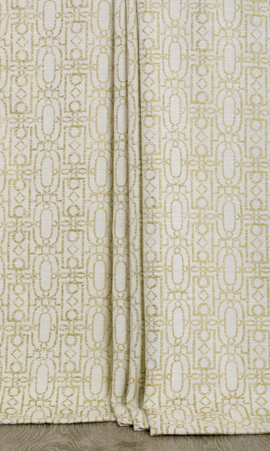 Trellis Poly-Cotton Home Décor Fabric By the Metre (Off White/ Green)