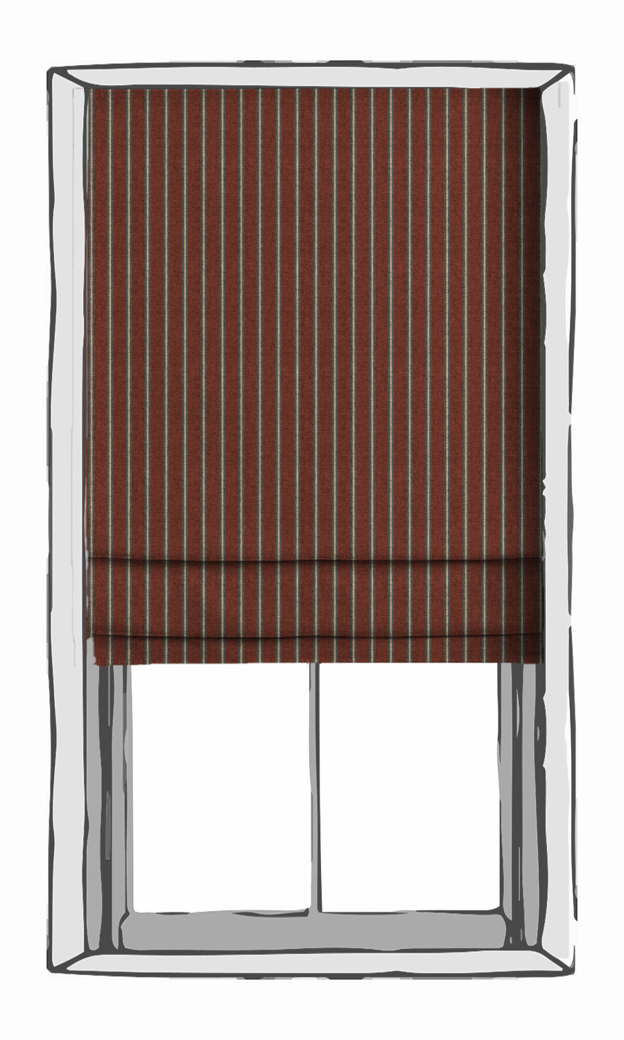 Striped Window Treatments Fabric By the Metre (Red & Grey)
