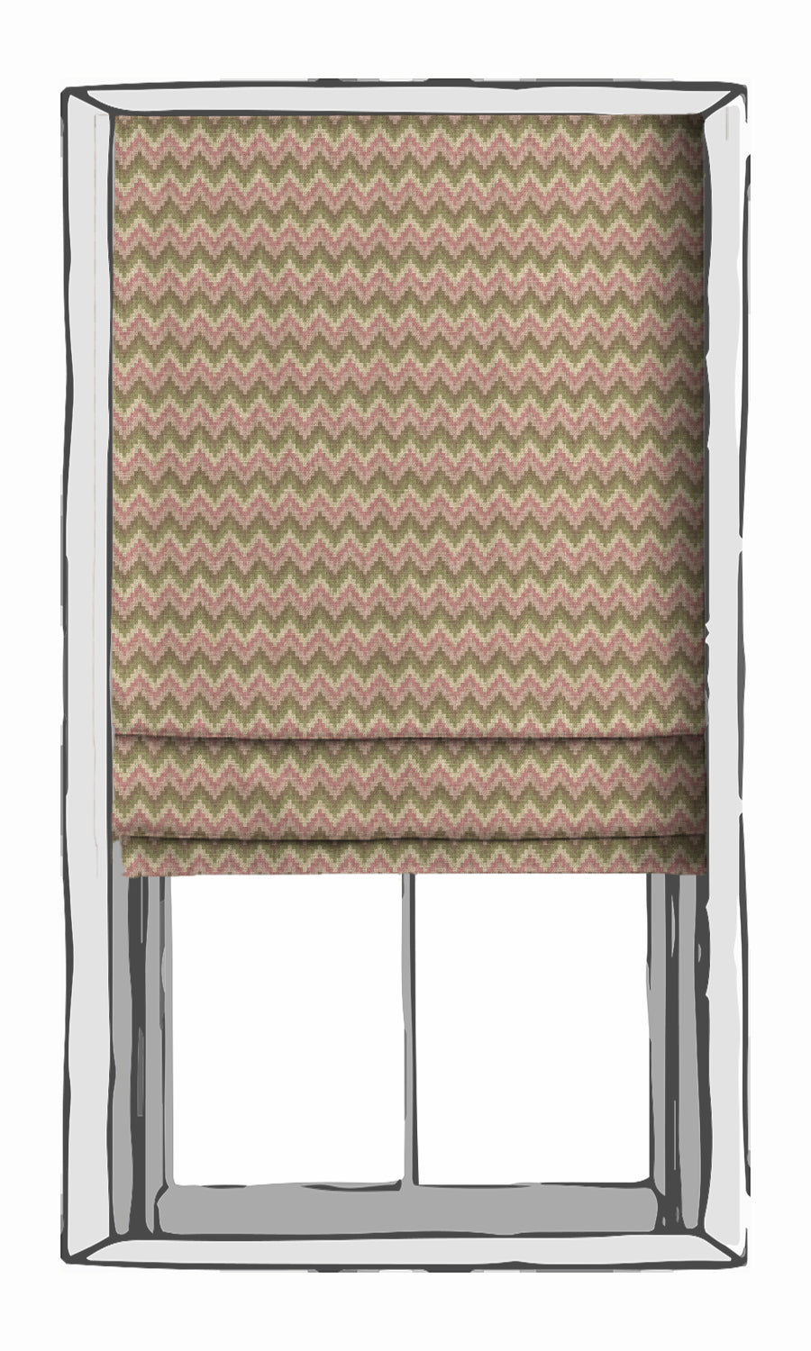 Chevron Patterned Window Treatments Fabric Sample (Pink/ Green)