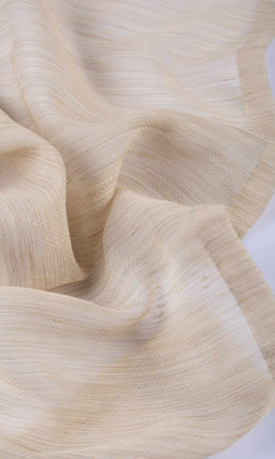 Textured Sheer Window Treatments Fabric By the Metre (Ivory Beige)