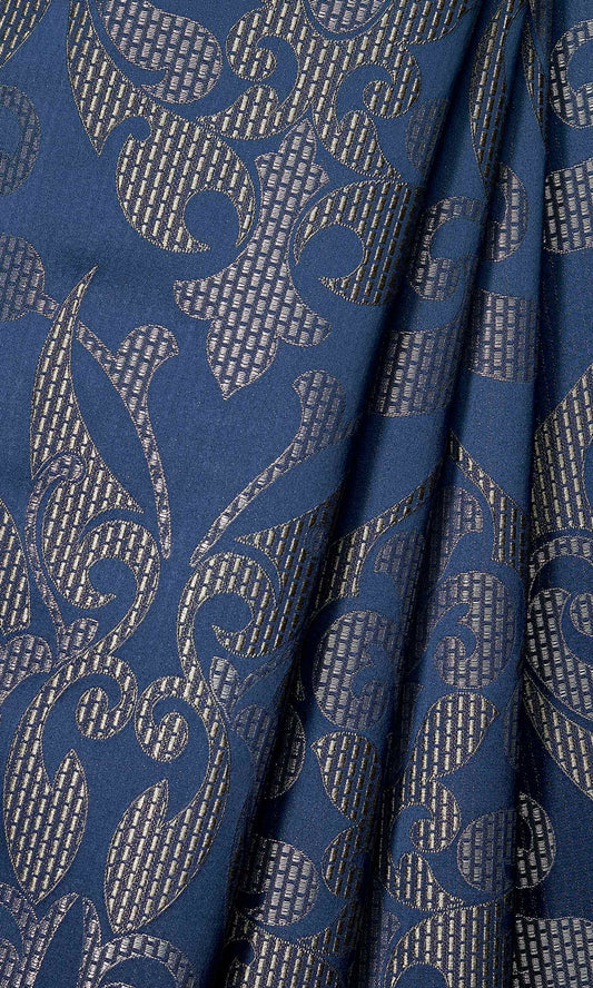Self Patterned Drapes (Navy Blue/ Silvery Gray)