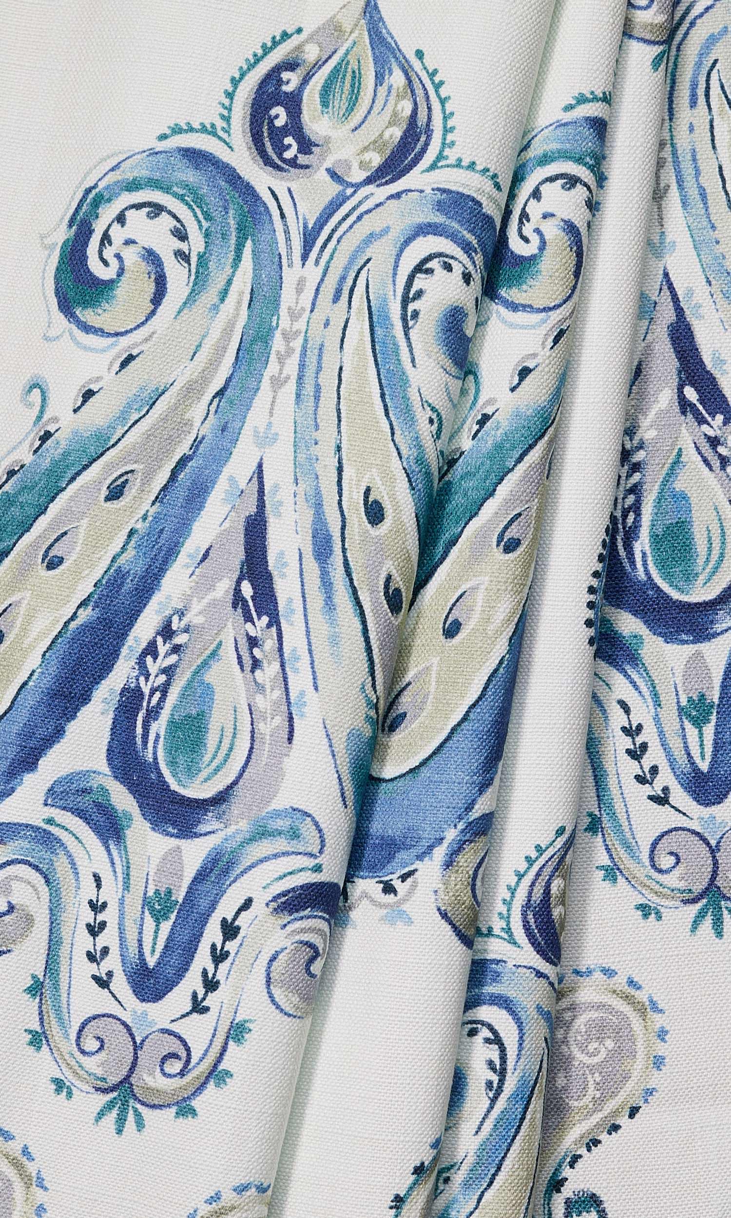 Paisley Print Window Treatments Fabric Sample (Blue)