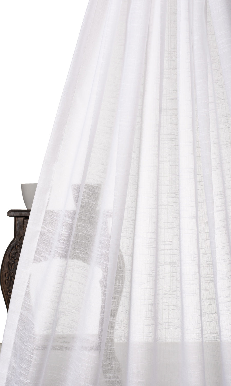 Textured Sheer Home Textile Fabric Material Sample (White)