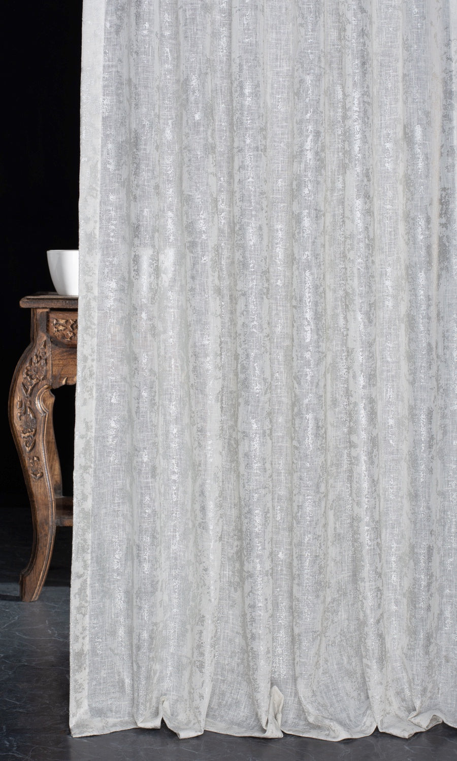 Metallic Accent Semi-Sheer Window Treatments Fabric Sample (White)
