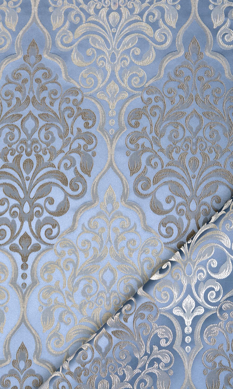 Damask Home Textile Fabric Material By the Metre (Navy Blue/ White)