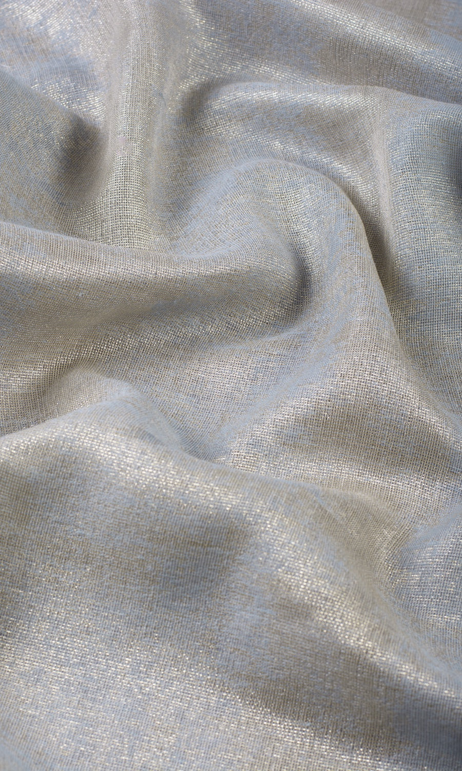 Metallic Accents Semi-Sheer Home Textile Fabric Material Sample (Gray/ Gold)