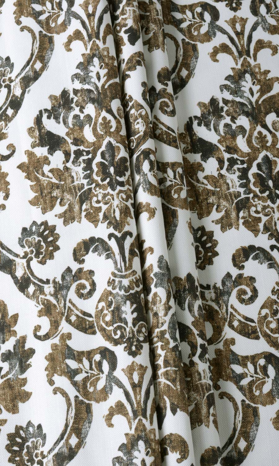 Damask Print Fabric Material By the Metre (Brown/ Grey)