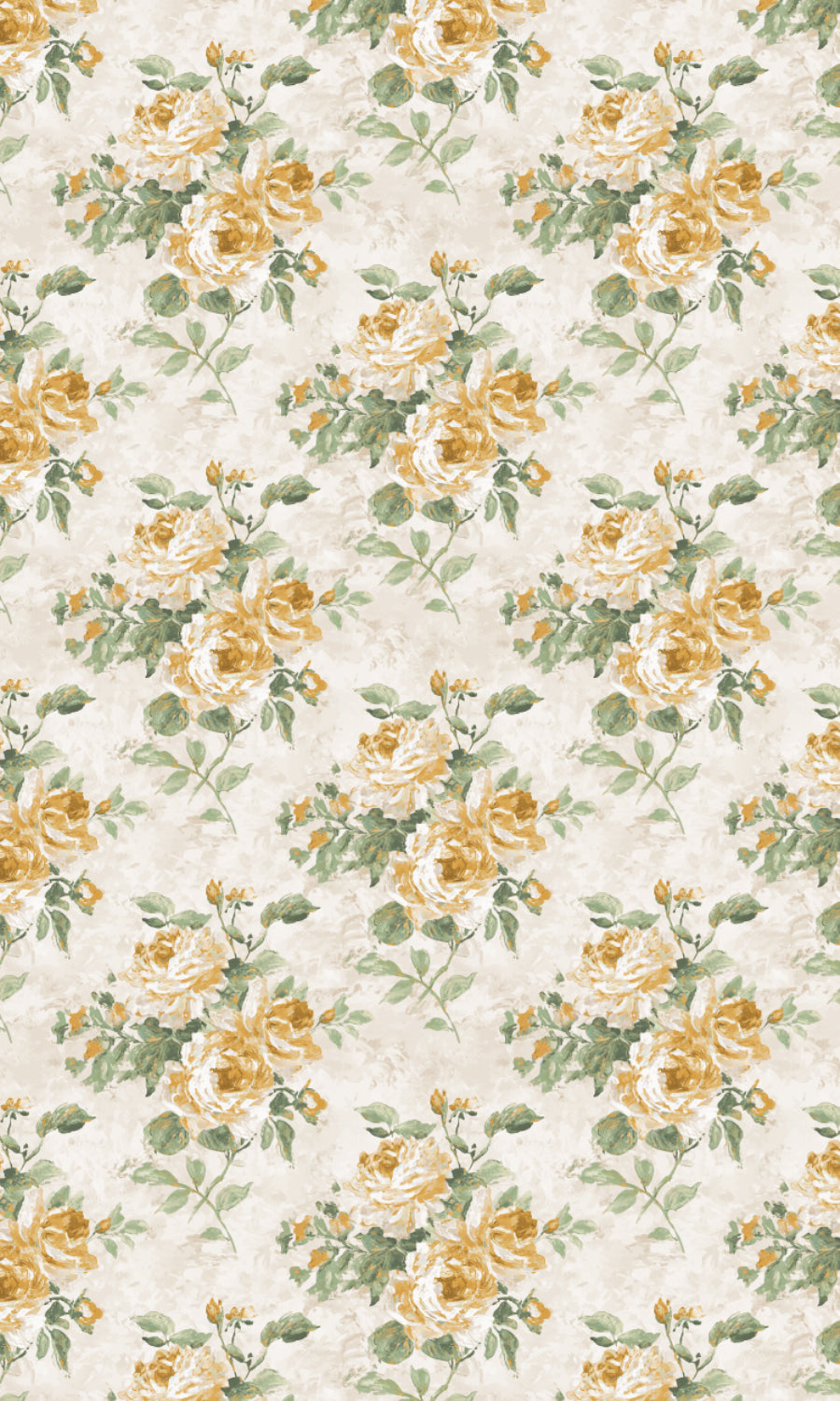 Dimout Floral Home Textile Fabric Material By the Metre (Yellow/ Ivory/ Green)