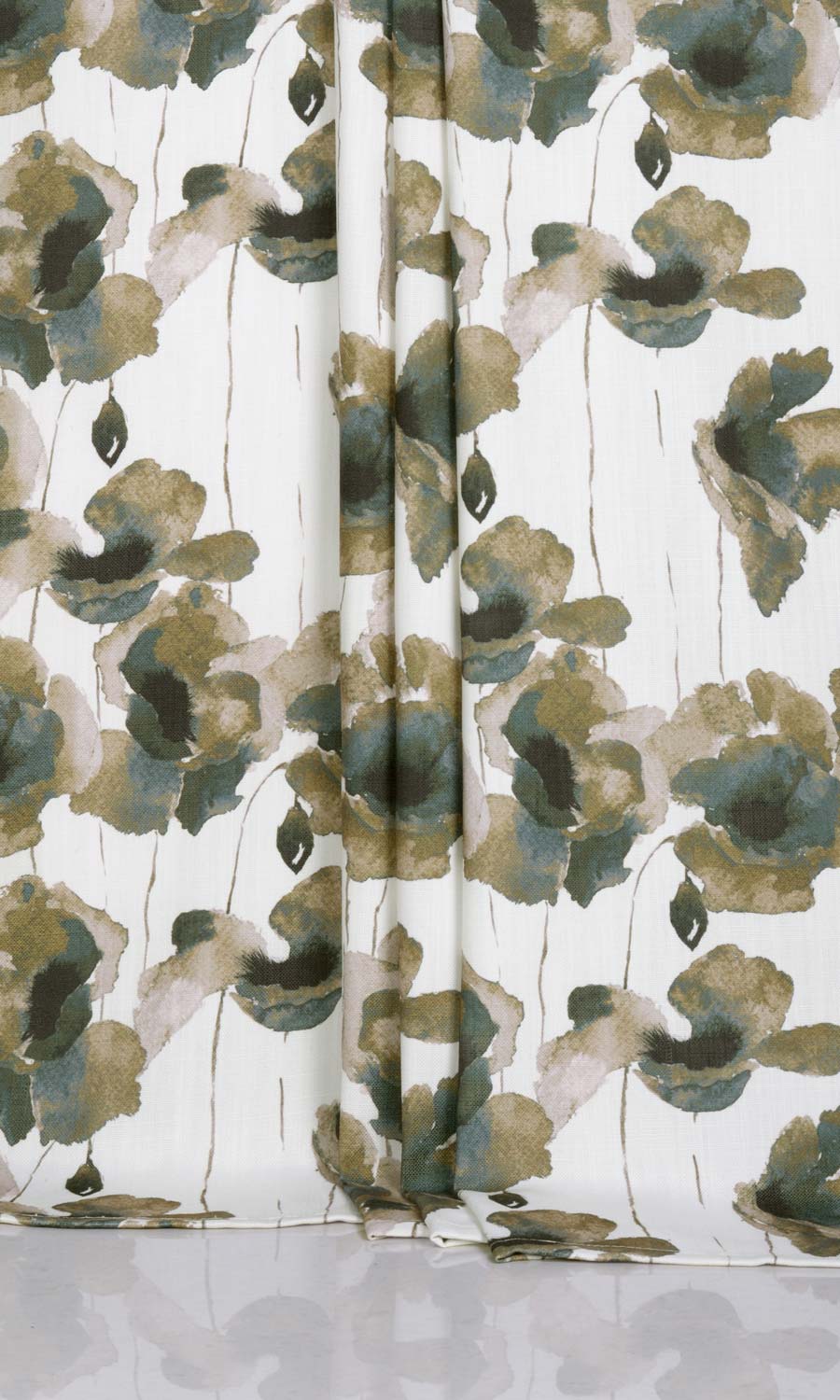 Water Lilies Floral Window Treatments Fabric By the Metre (Brown/ Grey)