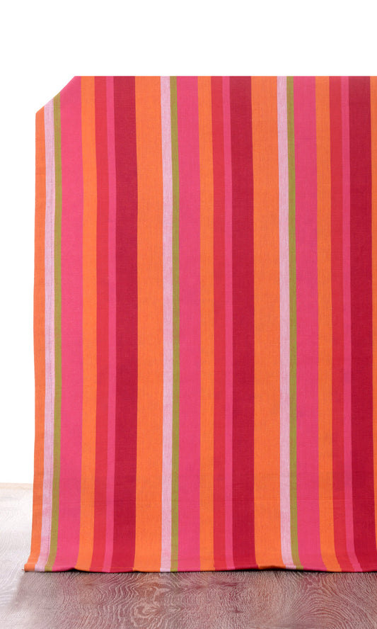 Cotton Home Décor Fabric By the Metre (Orange/ Pink)