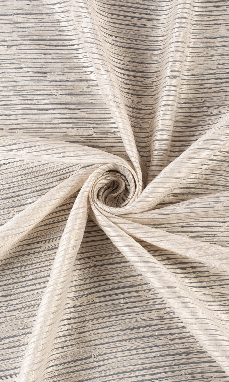 Striped Sheer Window Treatments Fabric By the Metre (Pale Beige/ Ivory)