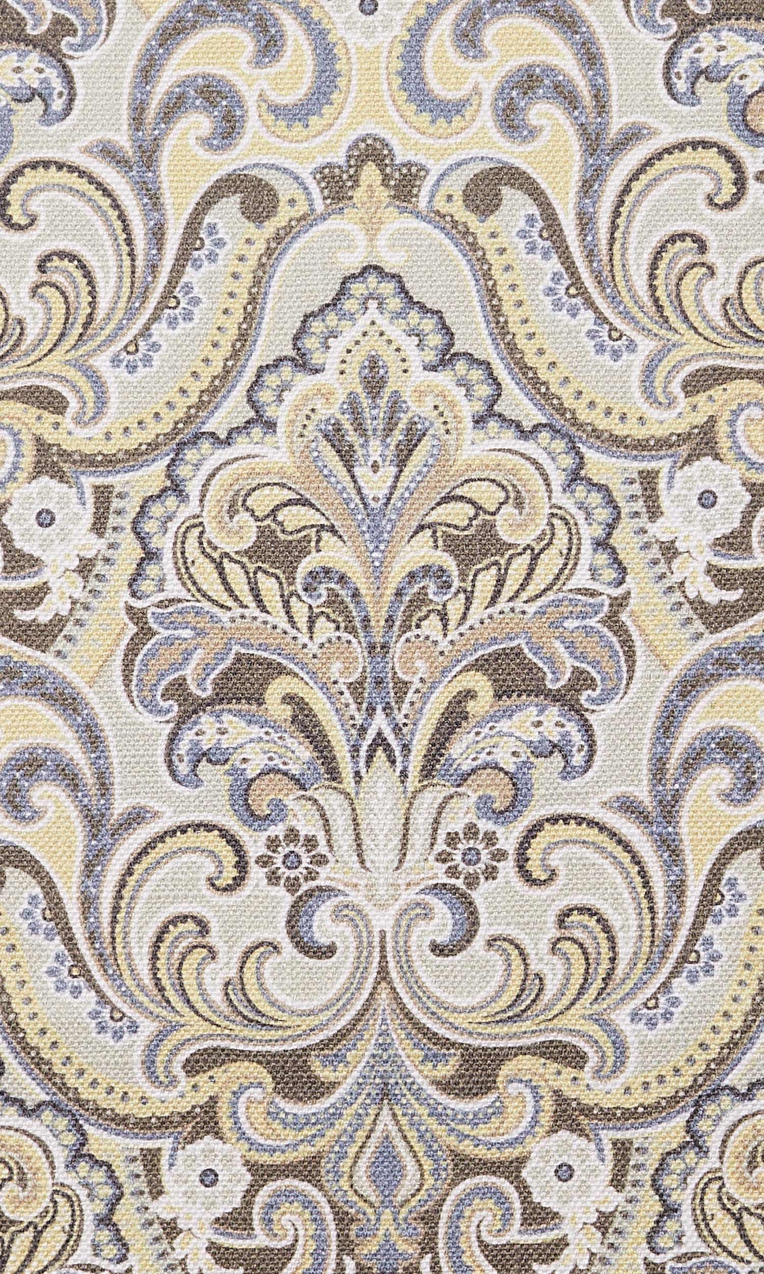 Fleur De Lis Print Home Textile Fabric Material Sample (Yellow/ Grey)