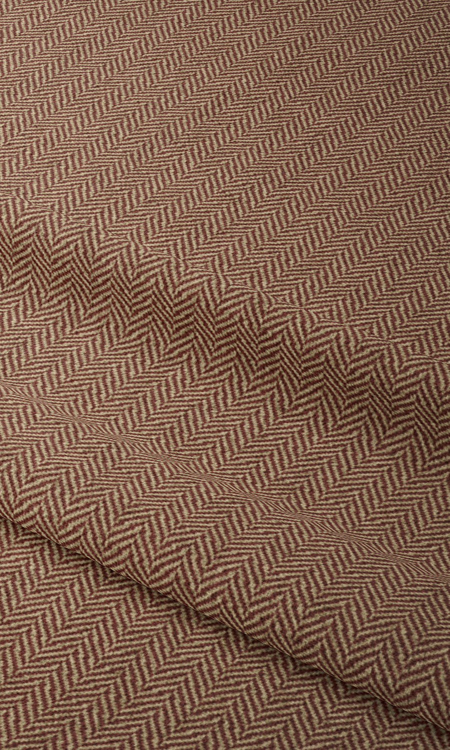 Herringbone Textured Home Textile Fabric Material By the Metre (Red/ Orange)