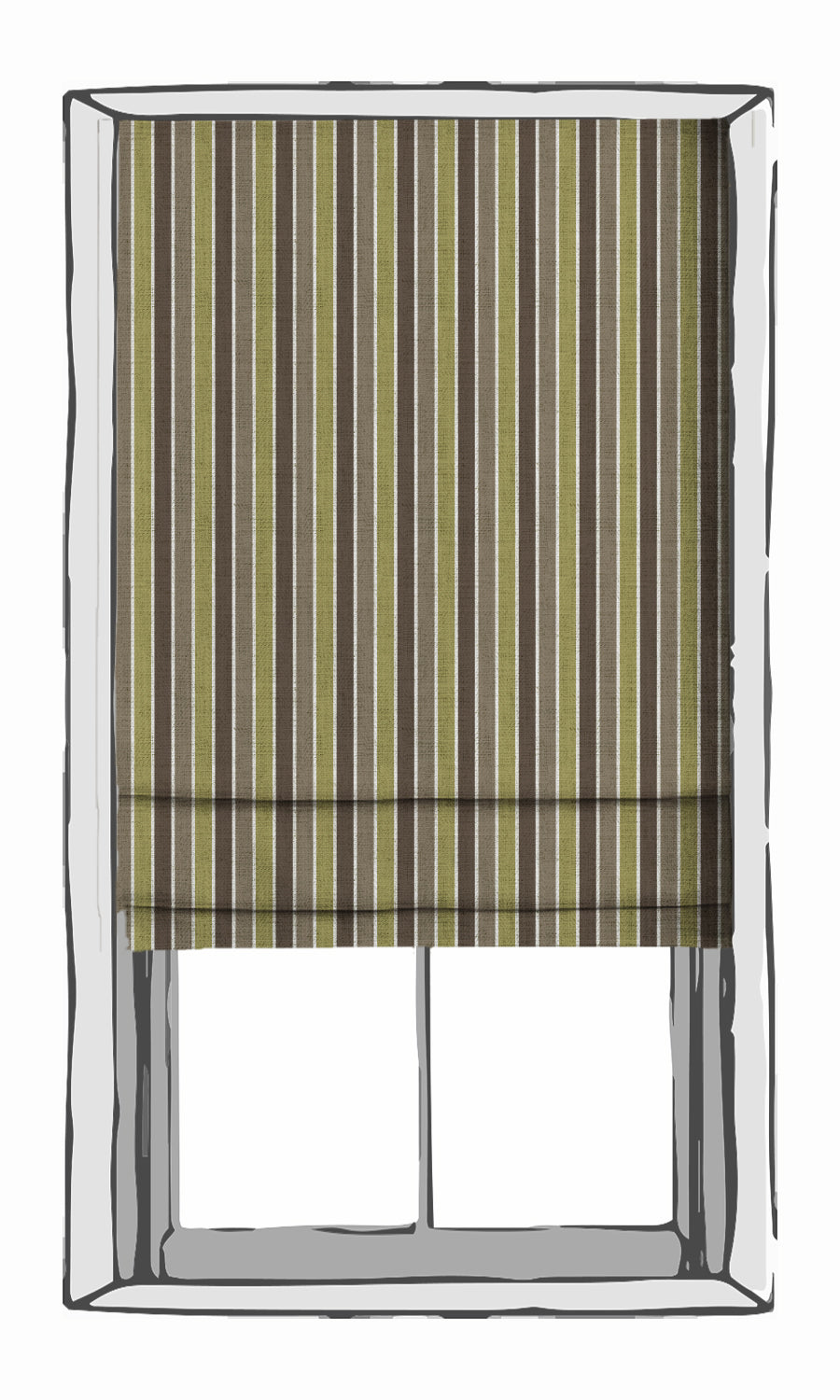 Modern Striped Free Fabric Material Sample (Green/ Brown)