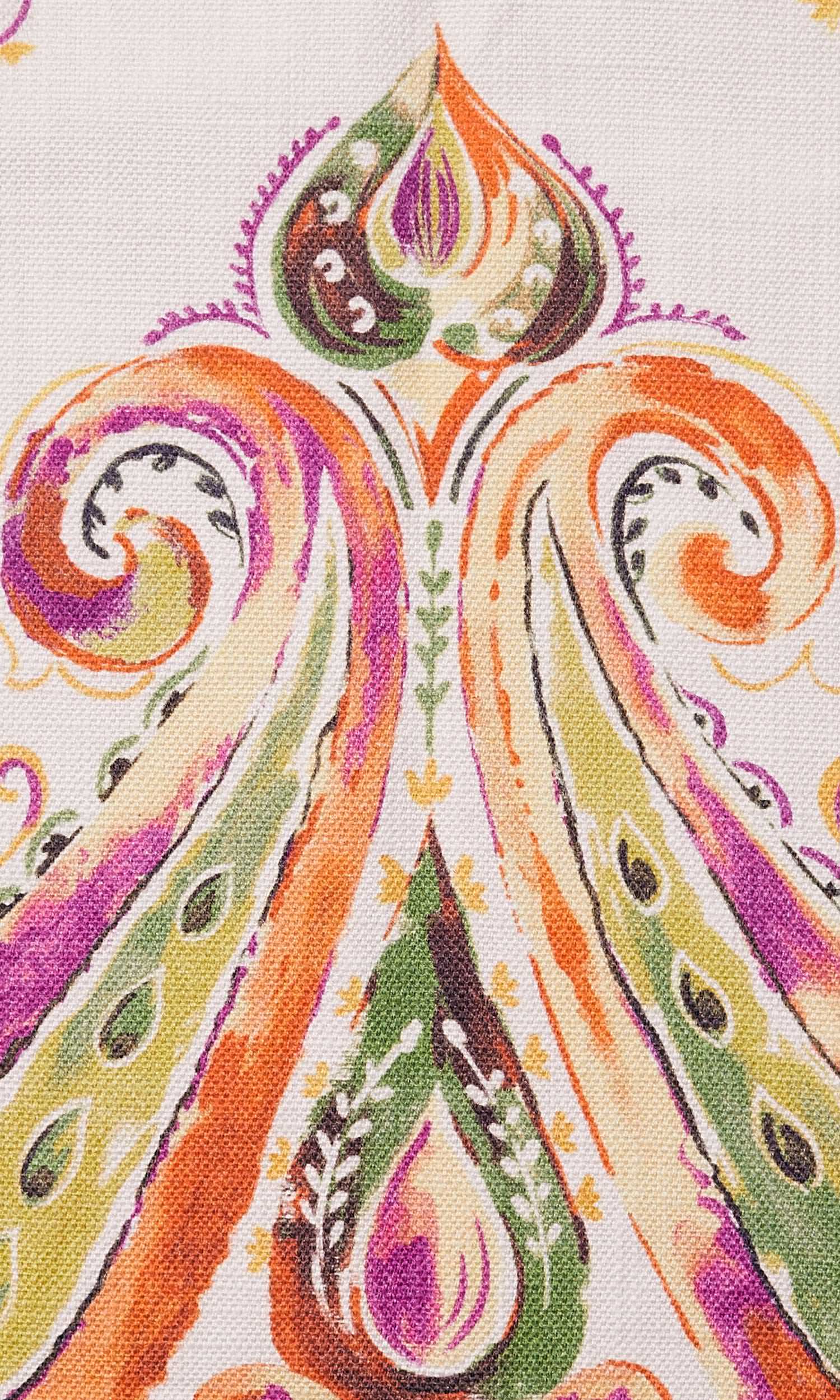 Paisley Print Home Textile Fabric Material Sample (Green/ Orange)