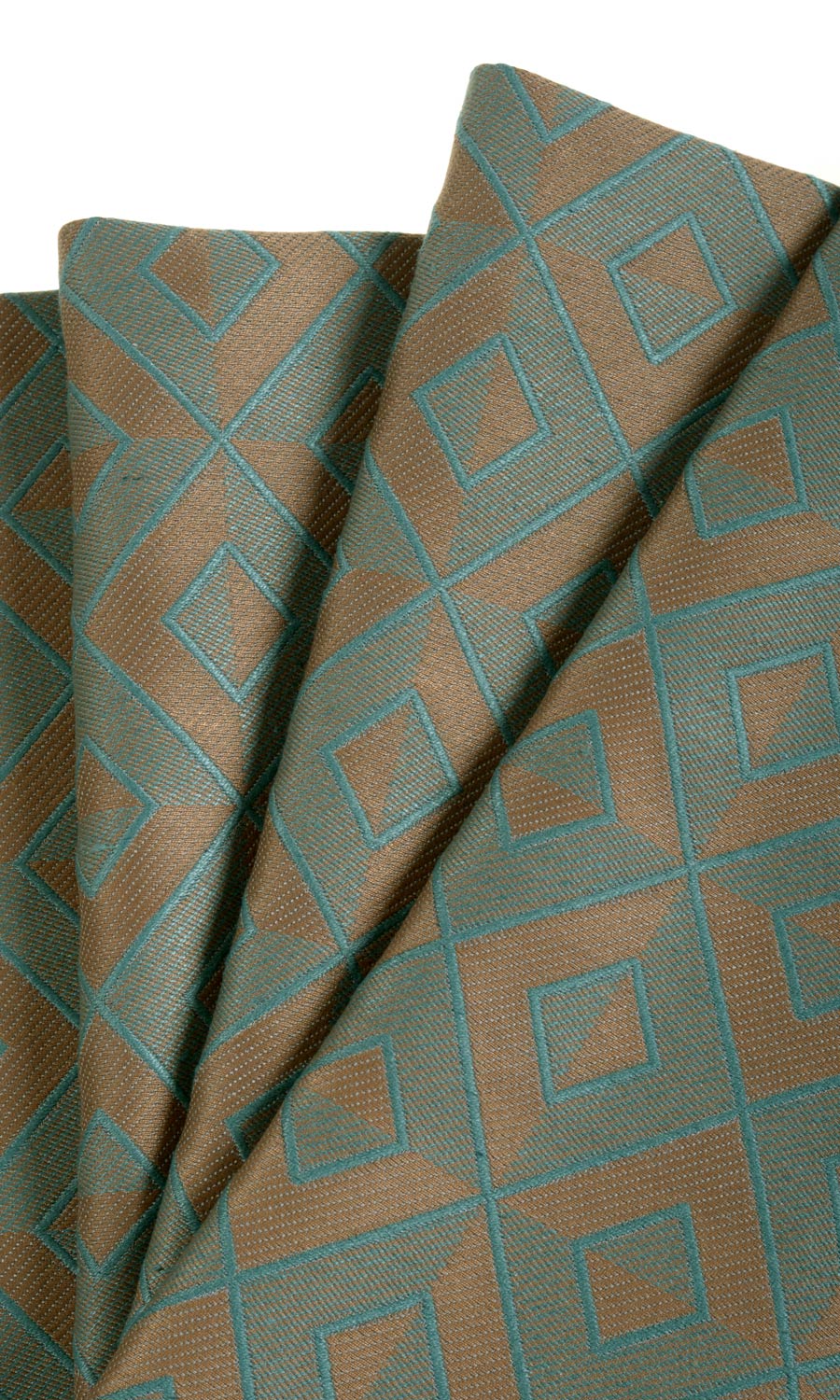 Argyle Patterned Home Textile Fabric Material By the Metre (Turquoise Blue/ Brown)